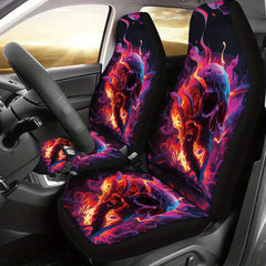 Flame Skull Print Car Seat Cover
