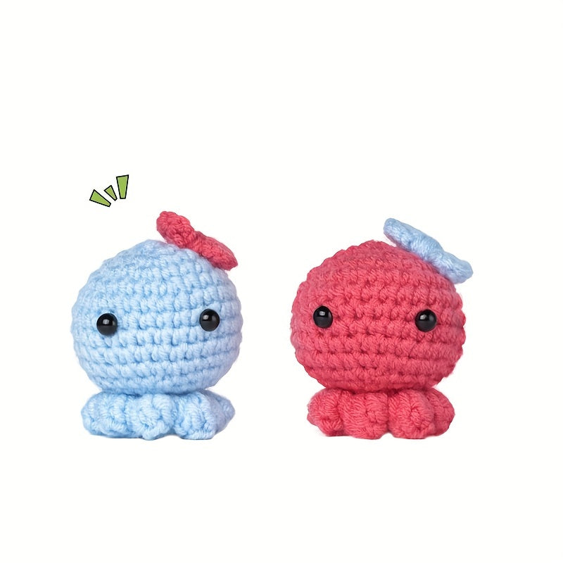1pc Crochet Material Bag Doll DIY Eight Claw Fish Wool English Instruction Book