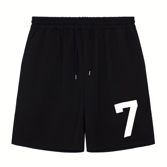 Men's Stretchy Athletic Print Shorts with Drawstring Waist