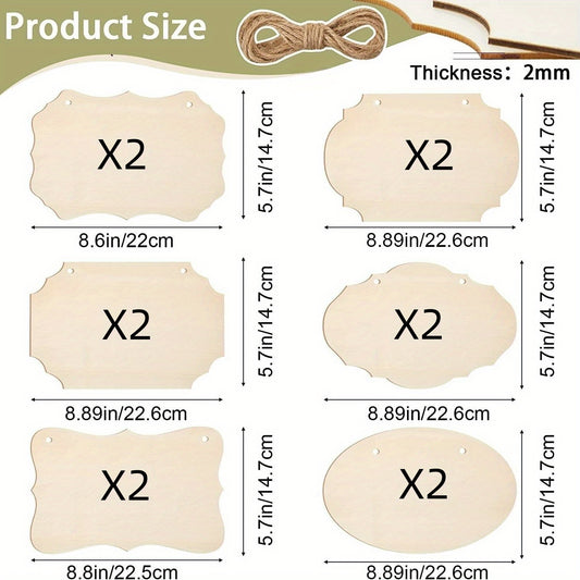 12pcs Wooden Blank Hanging Tags DIY Wedding Plaques Decoration