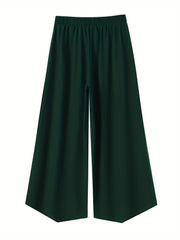  Button Decor High Rise Wide Leg Trousers