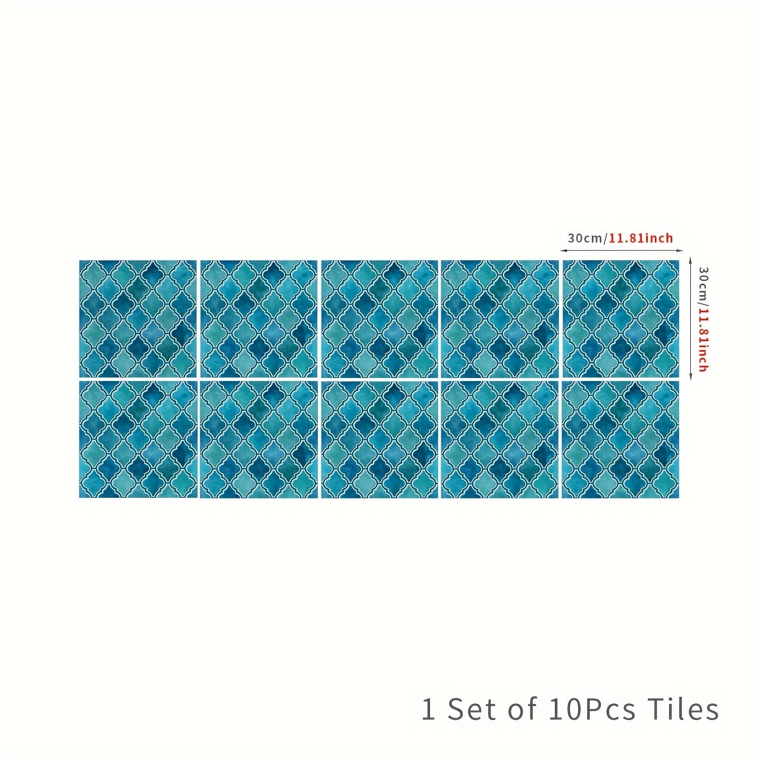 10pcs Moroccan Floral Pattern Peel And Stick Floor Tile Sticker 0.7mm Thickness