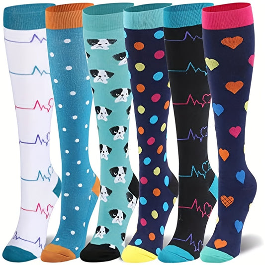 6 Pack Copper Compression Socks for Men and Women - Circulation Support
