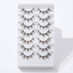 7 Pairs Brown Spiky Manga Lashes Natural Look Cosplay False Eyelashes