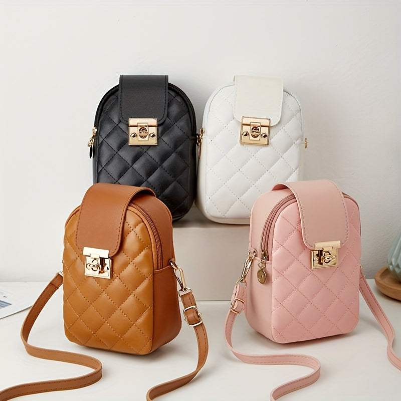 Retro Quilted Phone Bag Waterproof Crossbody Bag Women's Card Storage