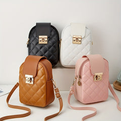 Retro Quilted Phone Bag Waterproof Crossbody Bag Women's Card Storage