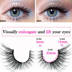 5 Pairs Cat Eye Lashes Sexy Fluffy Faux Mink False Eyelashes