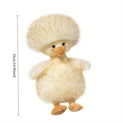 Large Curly Haired Duck Plush Toy Soft Stuffed Animal Yellow & Pink Options