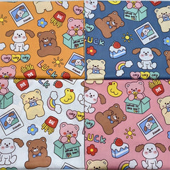 4pcs 9.8in Cartoon Pattern Cotton Squares DIY Quilting Fabric