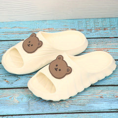 Women's Bear Decor Slides Summer Shower Shoes