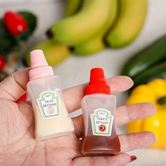 2pcs Mini Ketchup Bottles for Lunch with Salad Sauce