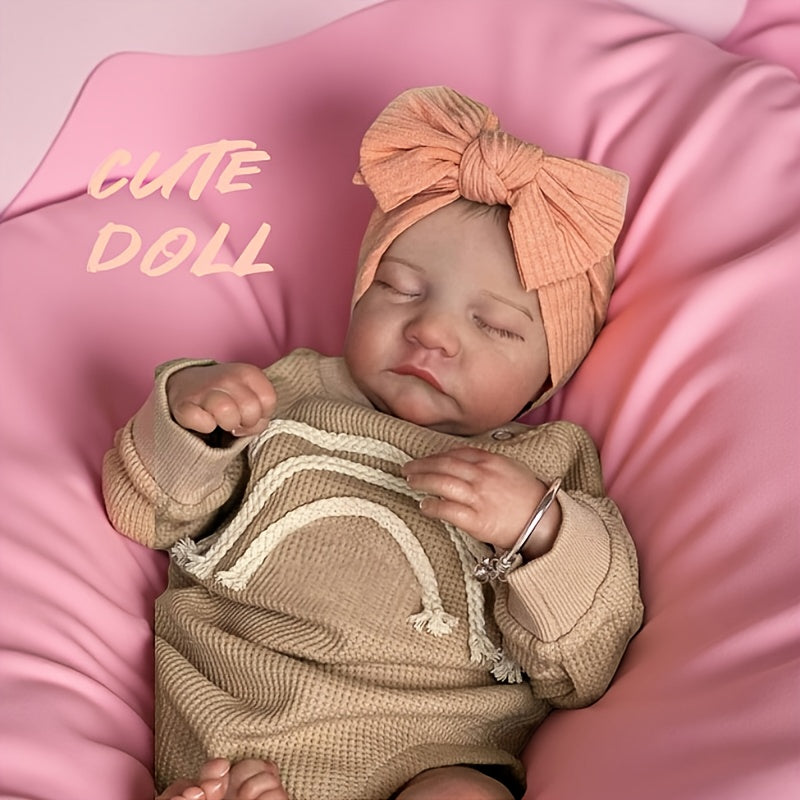 Cuddly Bebe Reborn Doll Soft Cloth Body & Painted Hair Lifelike Baby Doll