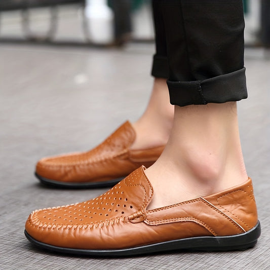 Men's Stitching Loafers Lightweight Slip On Flat Shoes
