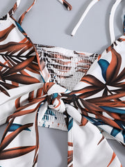 Tropical Print 2 Piece Set: Cropped Vest & Shorts