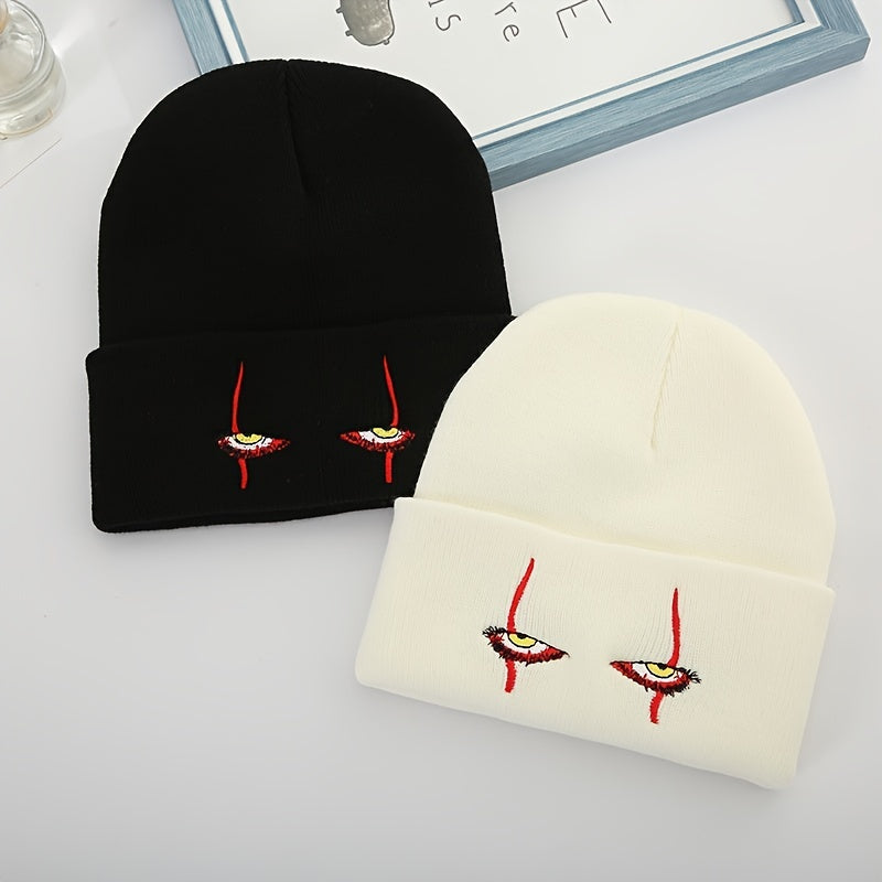 Embroidered Knitted Hat Warm Wool Cap Couple Versatility