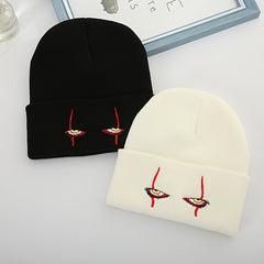 Embroidered Knitted Hat Warm Wool Cap Couple Versatility