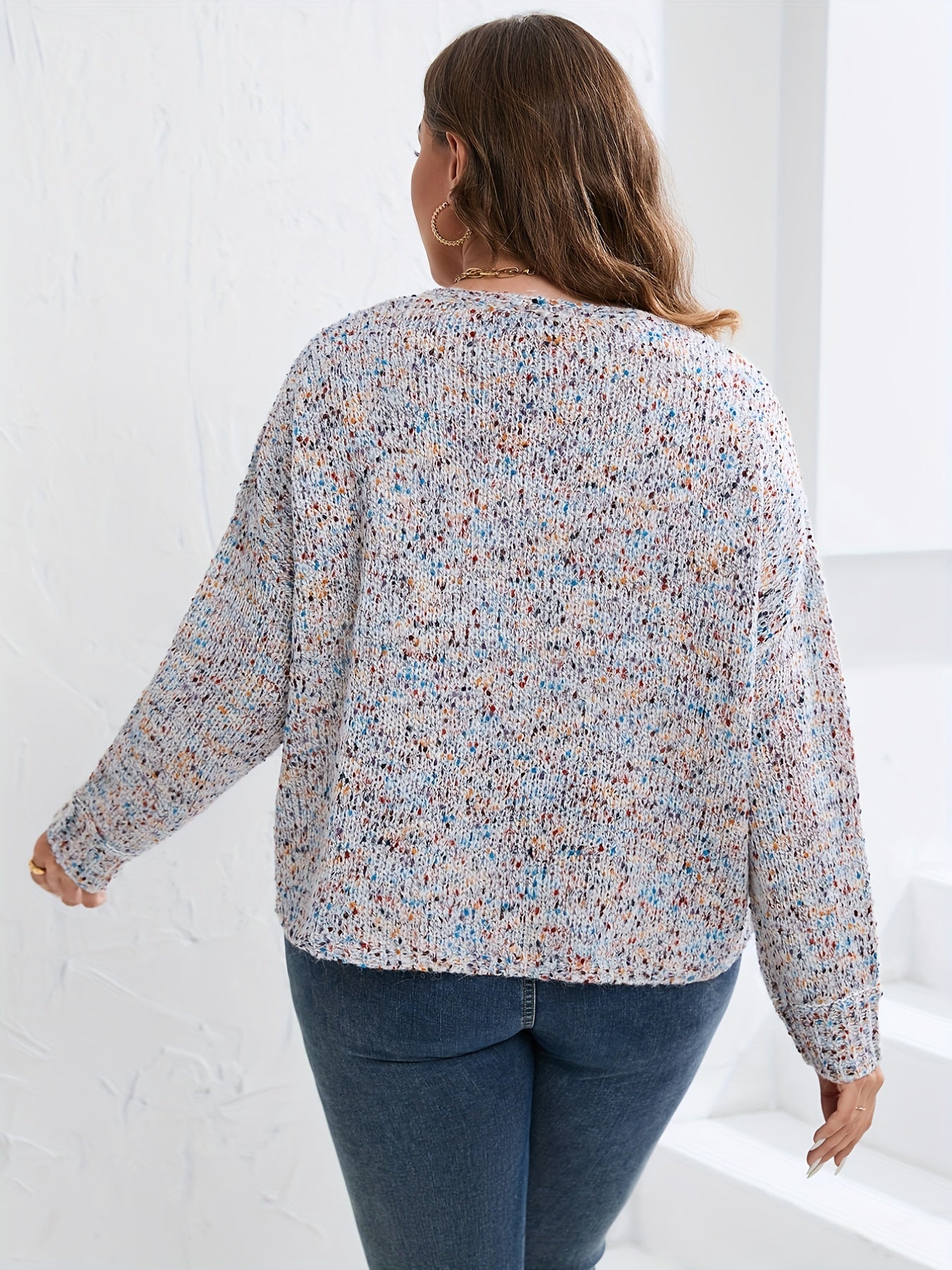  Lantern Sleeve Boat Neck Sweater Women's Plus Casual Pullover