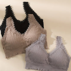 3pcs Lace Wireless Bras Comfy & Stretch Women's Lingerie