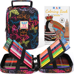 72 Colored Pencils Set with Floral & Butterfly Pouch