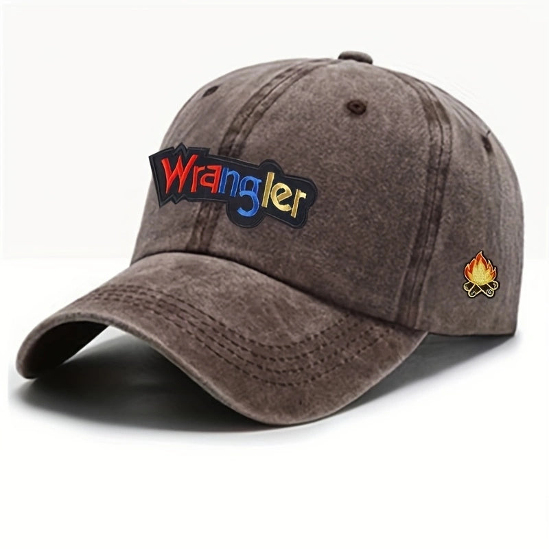Letter Embroidery Peaked Cap Soft Top Washed Vintage Baseball Cap For Men