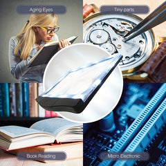 5X Magnifying LED Page Magnifier with 12 Anti-Glare Adjustable LED Lights