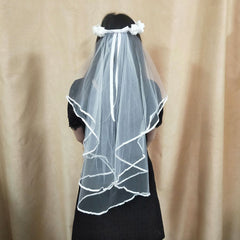 Floral Head Veil for Brides Single Rose Wreath Wedding & Bachelorette Party