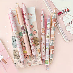 6 Pcs 0.5mm Tea Princess Gel Pen Set