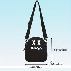 Funny Face Crossbody Bag Nylon Lightweight Messenger Casual Shoulder Bag