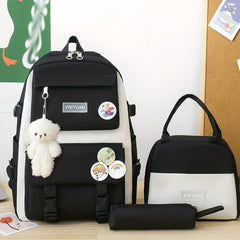 3PCS Casual School Bag Set Ultralight Backpack Lunch Pencil Bag