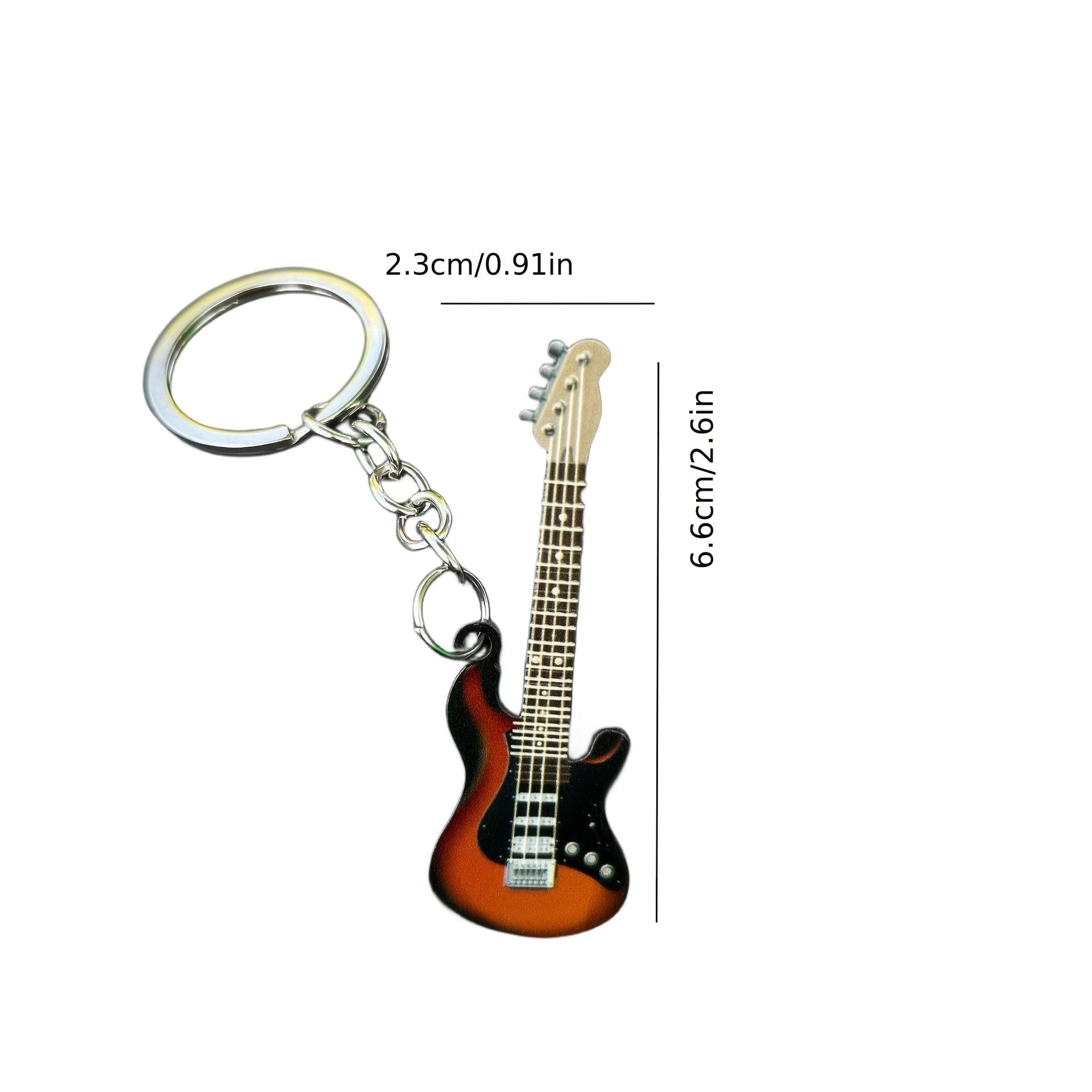 Colorful Guitar Instrument Shape Pendant Keychain