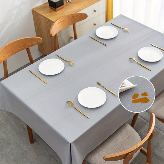 Nordic Light Gray Waterproof Tablecloth Anti-scalding Solid Desk Coffee PVC Mat