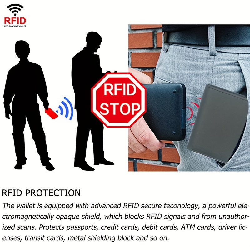 Men's Slim RFID Blocking Leather Wallet Card Holder Coin Purse