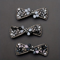 Vintage Rhinestone Flower Side Clip French Barrette Hair Accessories