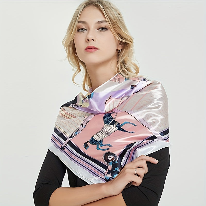 Large Satin Square Scarf Bandana Classic Print