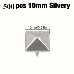 500pcs Iron Square Pyramid Studs 4 Prong Metal Nailhead Spikes