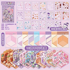 40 Cute Cartoon Character Sticker Book PET Material Multi-functional Decorative