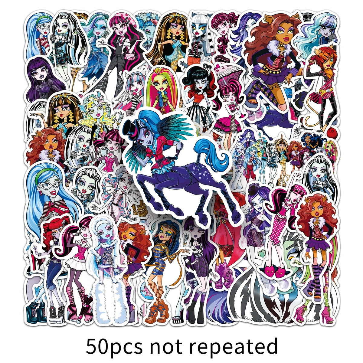 50pcs Anime Character Stickers Colorful Gothic Decals for Laptops & Phone Case