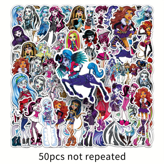 50pcs Anime Character Stickers Colorful Gothic Decals for Laptops & Phone Case