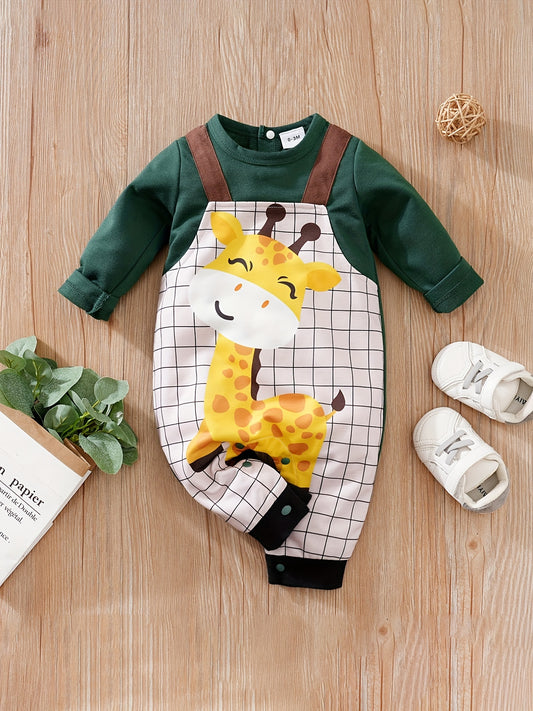Giraffe Pattern Baby Overalls Spring Autumn Jumpsuit