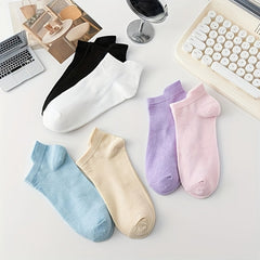 6 Pairs Solid Socks Comfy & Breathable Women's Stockings & Hosiery