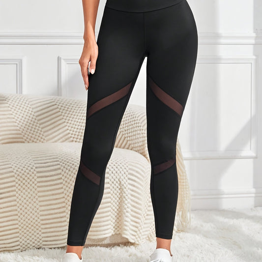 High Waist Mesh Stitching Yoga Pants Women's Activewear