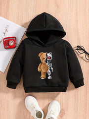 Bear Print Baby Boys Hooded Sweatshirt
