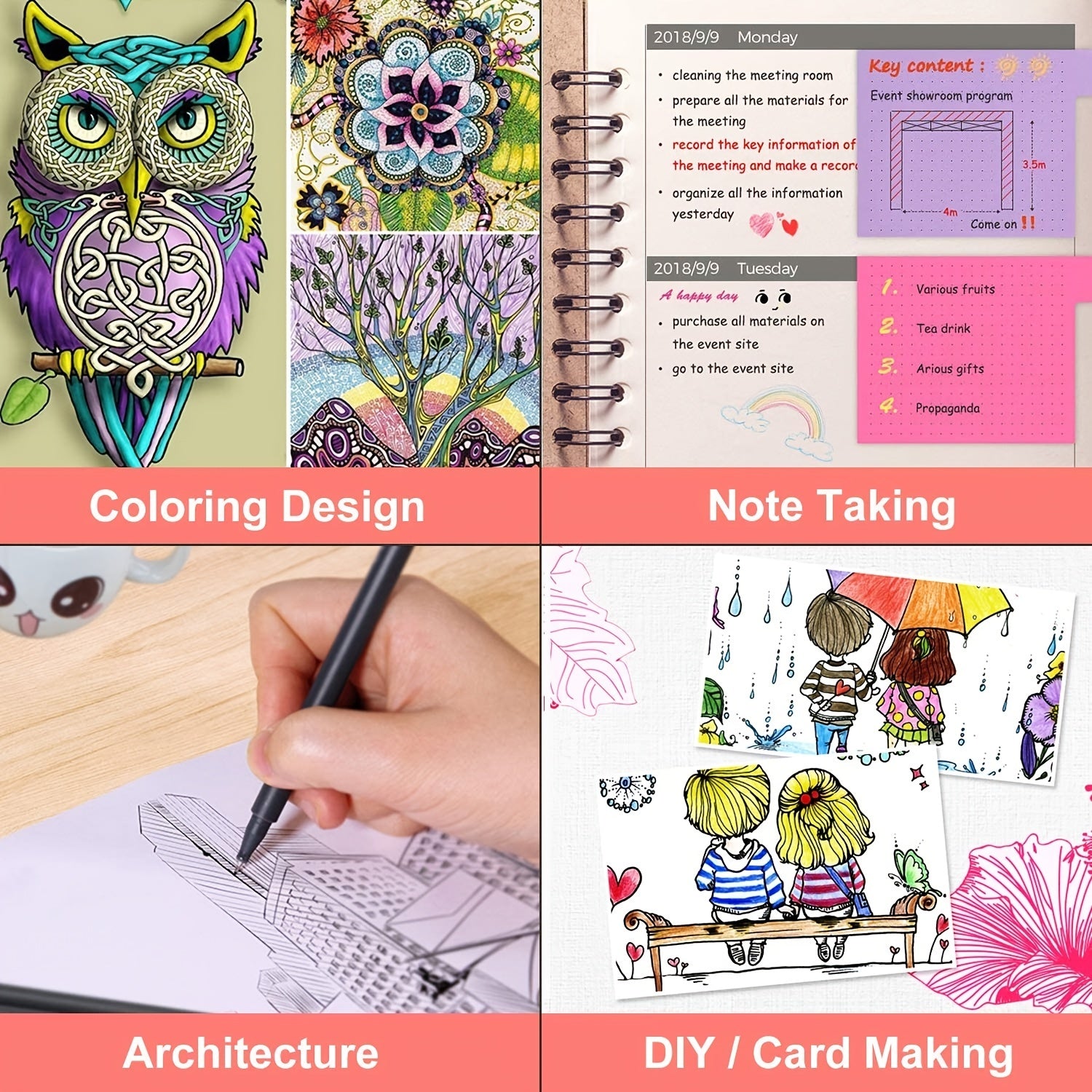 24 Packs Hook Line Pen Art Children's Watercolor Brush Set