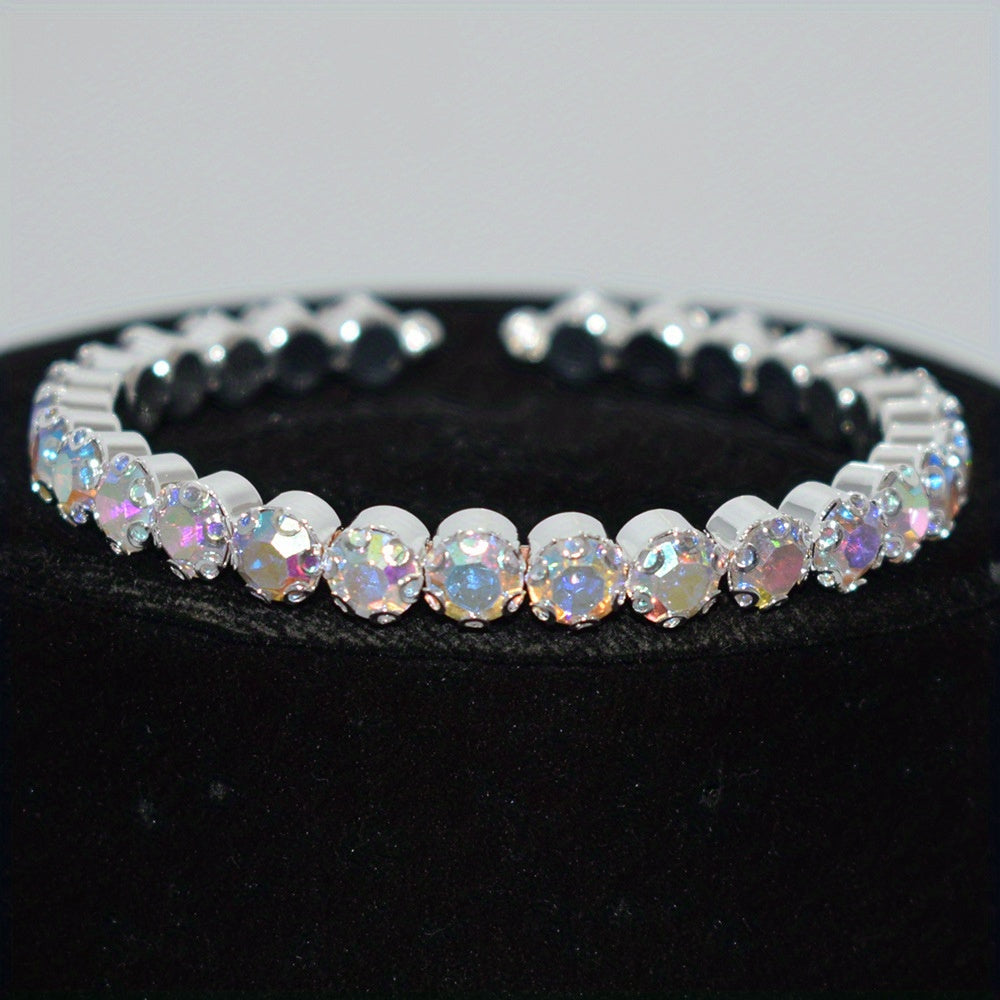 Rhinestone Inlaid Bridal Bangle Bracelet