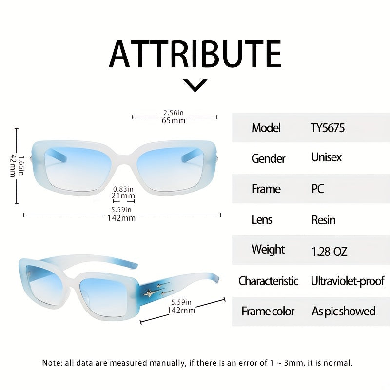 Y2K Jelly Rectangle Sunglasses UV400 Sun Shades