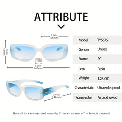 Y2K Jelly Rectangle Sunglasses UV400 Sun Shades