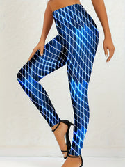  Glitter Argyle Print High Rise Slim Fit Leggings