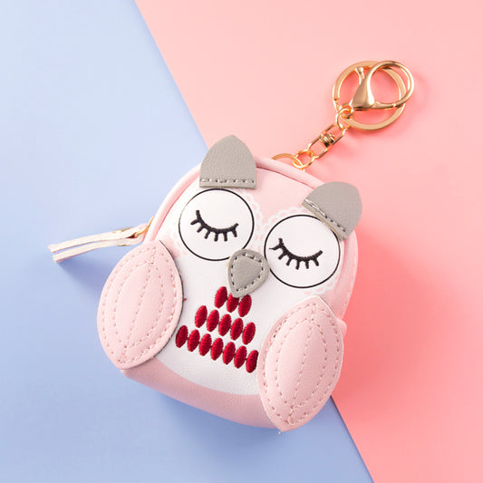 Mini Owl Coin Purse Zipper Faux Leather Storage Bag