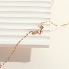 Small Flower Inlaid Rhinestones Necklace for Girls Women