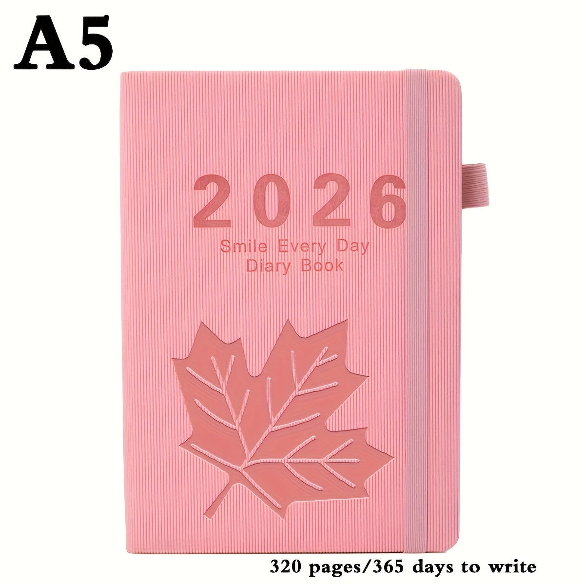 2026 Daily Planner 320 Page 365 Calendar Leaf Pattern Metal Ring Binding 4 Color